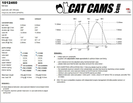 Catcams camshaft Audi aan, aby, RR turbo CC1012460